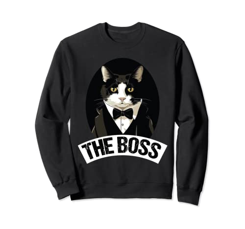 Boss Tuxedo Cat Lovers - Camiseta divertida para regalo de mamá y papá Sudadera