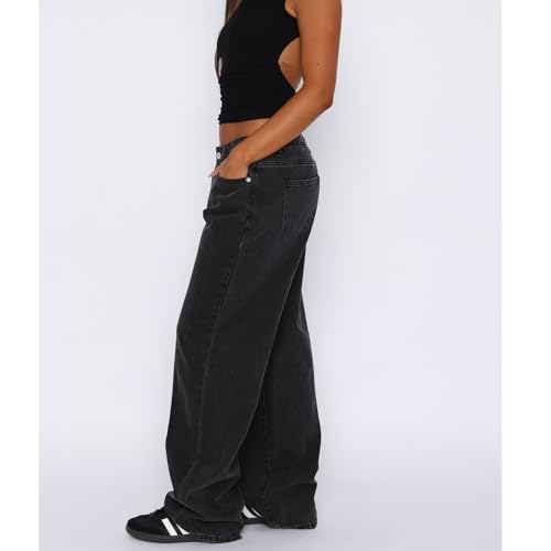 Women's Wide Leg Baggy Jeans - Low Rise, Loose Fit Denim Pants - Y2K Boyfriend Style Trousers for Streetwear3