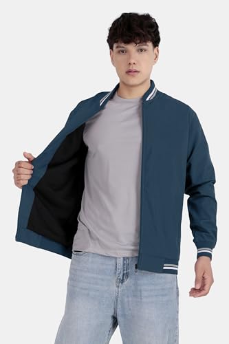 Image of Celary Men's Bomber Jacket Polyester Standard Length | Lightweight Casual Zip-Up Jacket | Stylish Slim Fit Outerwear for All Seasons