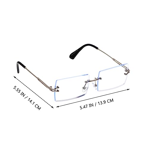 PartyKindom 1pair Fashion Rimless Sunglasses for Outdoor Activities Uv Protection Unique Style for Travel Shopping and Parties Transparent Lenses Comfortable Fit Photo Prop Accessory4