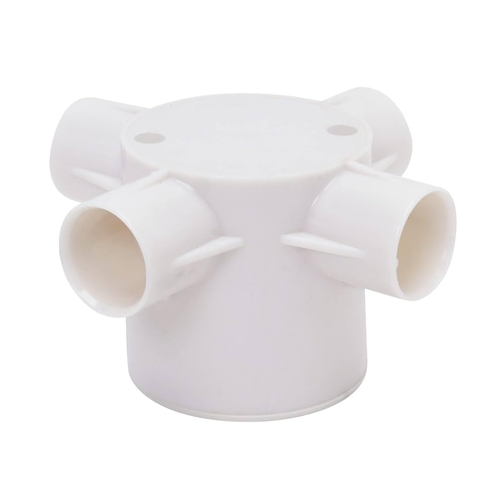 Electrical PVC Junction Box Depth 4 Way 1 Inch -White Colour- Pack of 10-image-45
