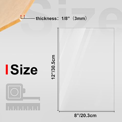 Image of KINLINK 8x12 Plexiglass Sheets 1 /8 inch Thick, 3mm Clear Cast Acrylic Sheet, Plastic Board for DIY Project, Craft, Window Glass, Table Top, Picture Frame, Acrylic Sign and Wedding Invitation 2 Pack