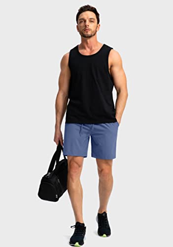 Image of Men's Running Shorts with Zipper Pockets 7 Inch Lightweight Quick Dry Gym Workout Athletic Shorts for Men