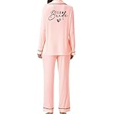 [caractéristiques] ensemble de pyjama confortable en satin de deux pièces, col de chemise boutonné à manches longues, chemise frontale boutonnée cognant les hanches, poche avec col cranté, classique. Pantalon taille élastique pour plus de confort.