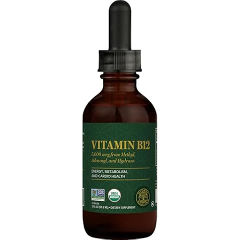 Global Healing Organic Vitamin B12 5000 mcg Sublingual Liquid - Methylcobalamin, Adenosylcobalamin, Hydroxo Blend - Methylated Drops for Adults - Vegan, Non-GMO, VIT B12, Vitamins Supplement (2 Oz) Cover