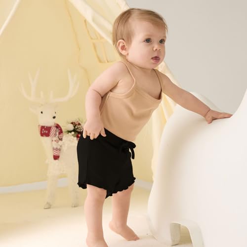 SOBOWO Toddler Girl Shorts Ribbed 3 Pack Baby Girls Solid Soft Elastic Waist Casual Playing Shorts Summer Short Pants3