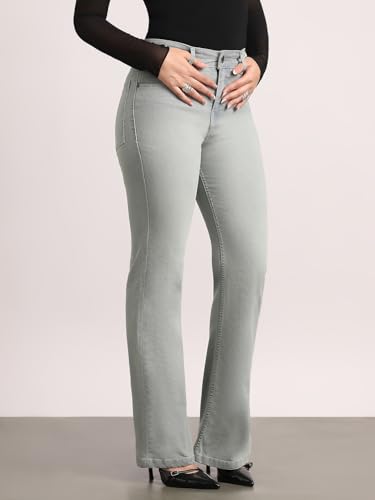 Image of Urbano Fashion Women's Mid Rise Bootcut Washed Jeans Stretchable