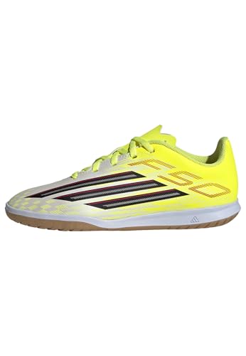 adidas Unisex niños F50 Club Indoor Football Shoes Kids, Team Solar Yellow 2/Core Black/Lucid Red, 37 1/3 EU