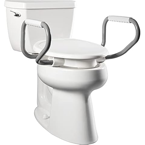 Bemis Assurance 3" Raised Toilet Seat with Handles, Clean Shield Guard, Secure Hinges, Elongated, White Cover