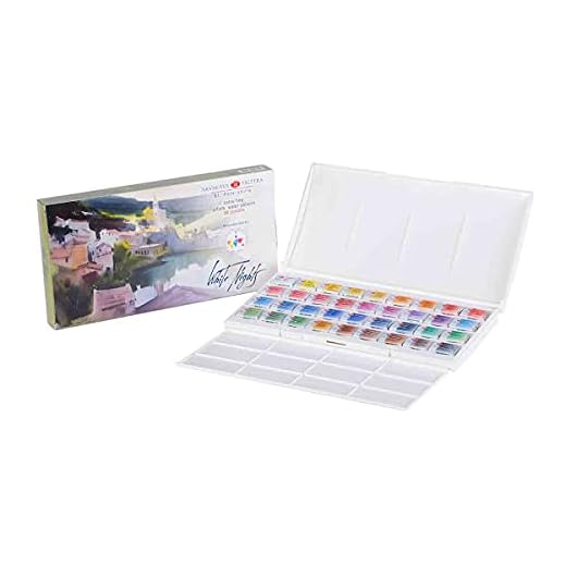 WHITE NIGHTS Juego de acuarelas para artistas, 36 sartenes completas de 2,5 ml, caja de plástico IWS por Nevskaya Palitra