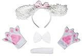 Petitebella Long Ear Dog Headband Bowtie Tail Gloves 4pc Costume 1-10y (White Poodle, 5-10 Years)
