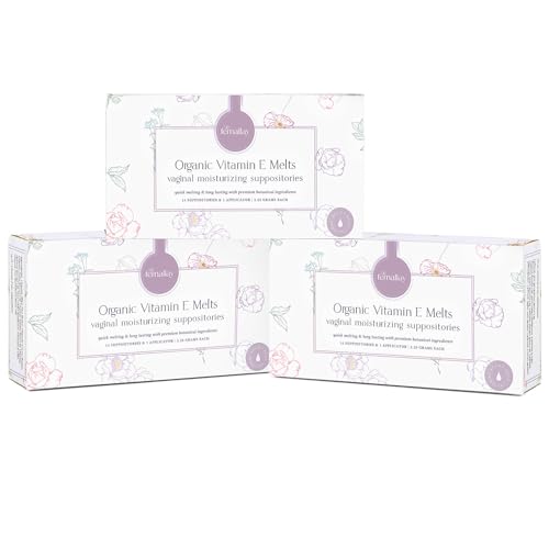 Image of Femallay Everyday Moisturizing Vitamin E Vaginal Melts, 100% Natural Suppositories, For Dyness and Menopausal Women, Limited Ingredients, 14 Individually-Sealed Melts + 1 Applicator, 3-Pack