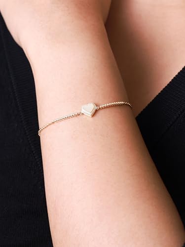 DEVATA 14K Solid Gold Clover/Heart/Butterfly/Cable Link/Round Women Chain Bracelet2