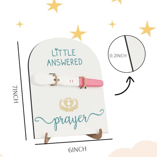 Image of Little Answered Prayer Pregnancy Announcement for Husband, Baby Announcements Ideas Pregnancy Reveal Gift for New Grandma Grandpa Test Keepsake Wooden Sign