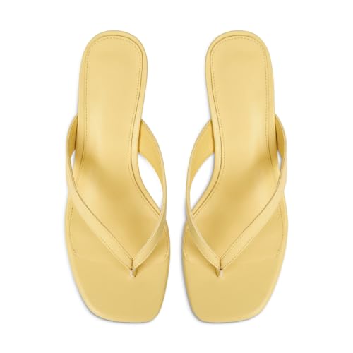 Image of Dsevht Kitten Heels for Women Jelly Square Open Toe Sandals Flip Flop Heel Summer Low Heeled Thong Sandals