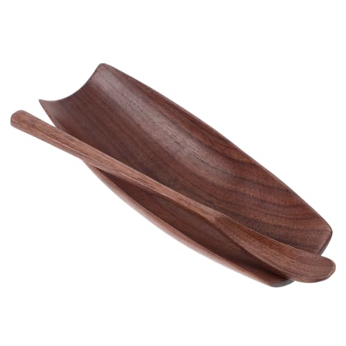 DECHOUS 1Set Tea Utensil Tools Walnut Tea Scoop and Dispenser Set for Loose Leaf Tea Multi Function Portable Tea Accessory for Home Use