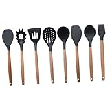 STOBAZA Cepillo de Silicona para Barbacoa y Repostería con Mango de Madera Ergonómico Cerdas Flexibles y Resistentes al Calor Utensilio Práctico para Pincelar Aceite y Salsas Cocina y