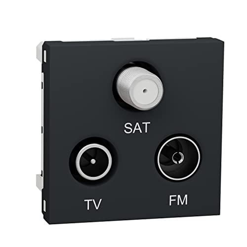 Prise TV FM SAT Schneider Unica double module anthracite