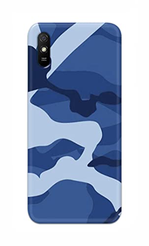 Image of Printed Hard Back Cover Case for Mi Redmi 9i | Mi Redmi 9i Sport Back Cover (Army Blue Pattern) -702