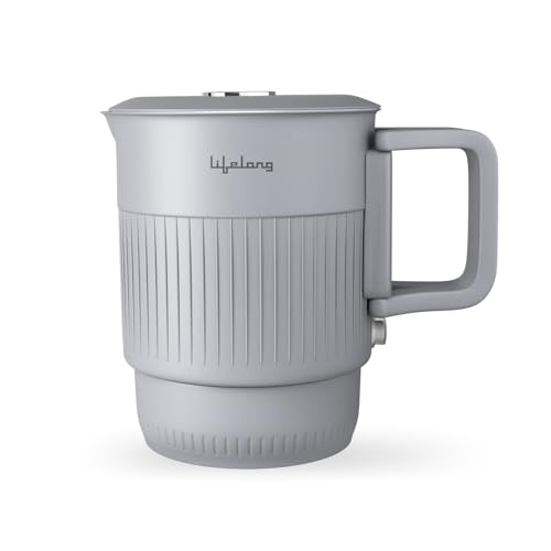 Lifelong Electric Kettle 0.8 Litre | 600W Kettle with Double Wall & Cool Touch Body | Fast Water Boiling Kettle with Auto Shut Off | Stainless Steel with Overheat Protection (Grey, LLEPKP01) 