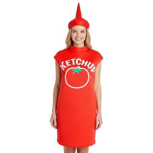 Costume de ketchup pour adulte pour bal masqué et anniversaire