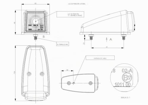 Lámpara posición coche y camión para señalización de techo blanca 12V 24V con luz gálibo lateral 5