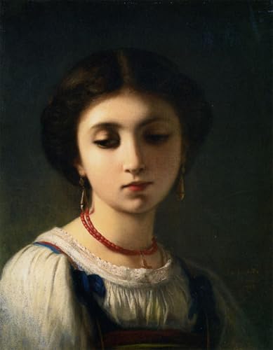 Tableau portrait d'une jeune Italienne par Landelle 60x90cm en impression sur toile