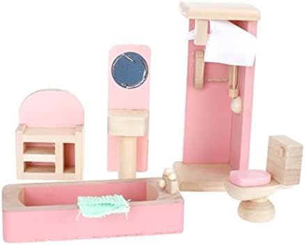 4 Set Dollhouse Furniture Kid Toy Bathroom Kid Room Bedroom Kitchen Set