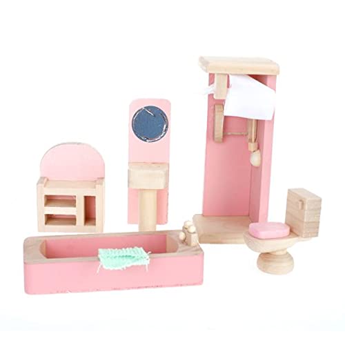 4 Set Dollhouse Furniture Kid Toy Bathroom Kid Room Bedroom Kitchen Set #TOP1