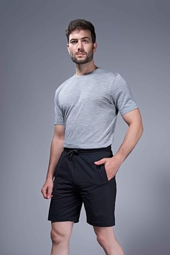 Image of Maxzone Men's Cotton Shorts | Elastic Drawstring Waist | Side Zip Pocket | Regular Fit | Casual Breathable Summer Shorts | Comfortable Lounge, Gym & Travel Shorts
