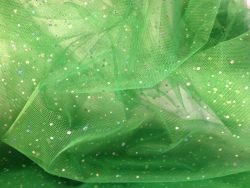 Tüll Stoff APFEL GRÜN mit PAILLETTEN Meterware Cover
