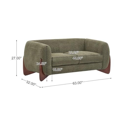 Image of Boucle Upholstered 5-Seater Sofa and Loveseat Olive Green
