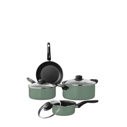 Image of CLMSTE Green 7 Piece Nonstick Aluminum Pots and Pans Cookware Set