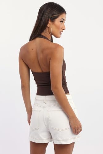 Image of SIGHTBOMB Seamless Super Soft V Halter Neck Microfiber SOFTLINE Active WEAR /Casual WEAR Cuddle Spaghetti TOP for Women