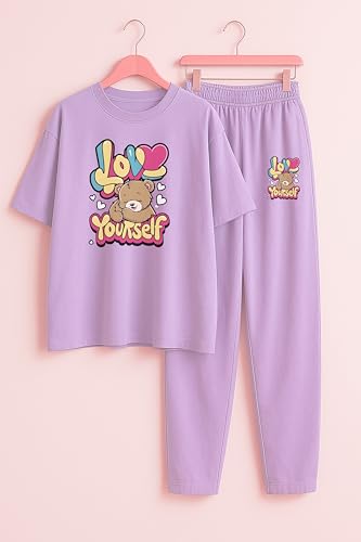 Image of My Swag Womens Printed Nightwear Set | Printed T-Shirt & Lower Set for Womens&Girls