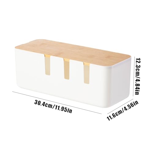 Caja de cable de madera para ordenador y concentrador USB 5