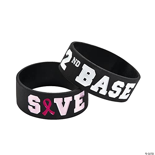 Fun Express Save 2nd Base Big Band Rubber Bracelets - 8' | Rubber - Black | pack of 12
