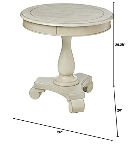 Osp Home Furnishings Avalon Hand Painted Round Accent Table, Antique Grey #TOP5