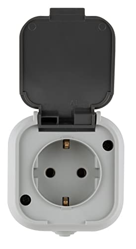 REV Standard, Feuchtraumsteckdose, Aufputz, grau