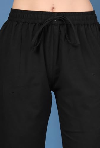 Image of Pistaa's Women's Pure Cotton Regular Hem Design Solid Palazzos