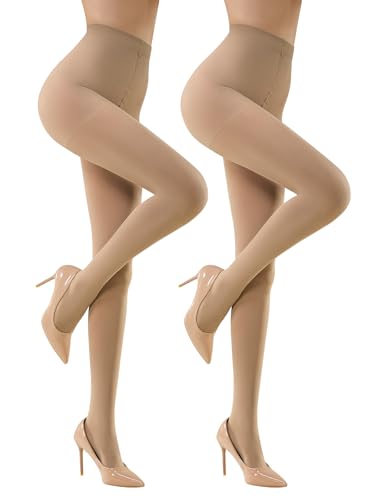 Image of MANZI Women's 2-6 Pairs Opaque Control Top Tights Comfort Stretch Pantyhose