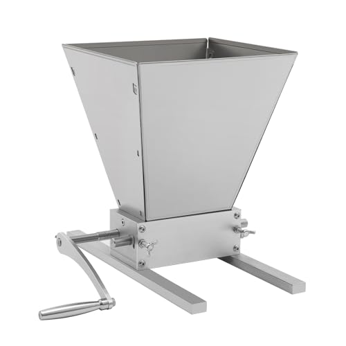 Grain Mill Brewing for Grain Malt Barley, Grain Crusher Grinder Grain Mill with Metal Base and Handle Multi-functional Grinder with 11LBS Hopper and 2 Roller