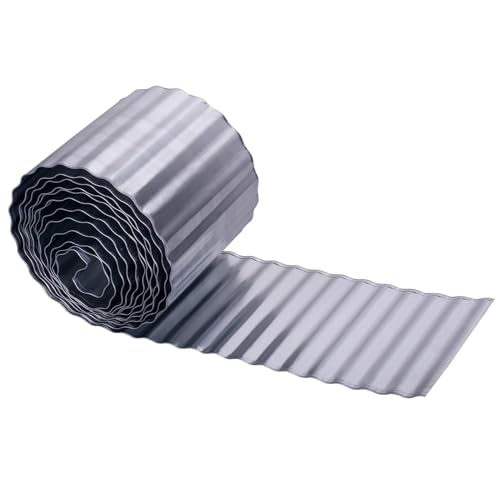 Metal Garden Edging，8inch*20FT Landscape Edging (20FT, 8 Inch Silvery)