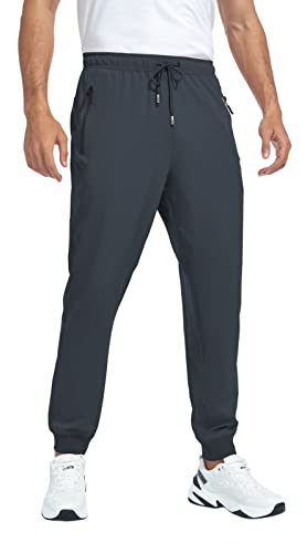 Mens Joggers With Zipper Pockets Gym Track Pants Jogging For Men With Elastic Waist Running Cold Grey S #TOP1