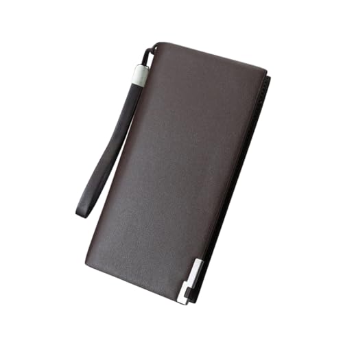 Healeved Billetera Larga para Hombre Gran Capacidad con Cremallera Múltiples Ranuras para Tarjetas y Almacenamiento de Teléfono Diseño Sencillo y Duradero para Oficina y Viajes Color Café