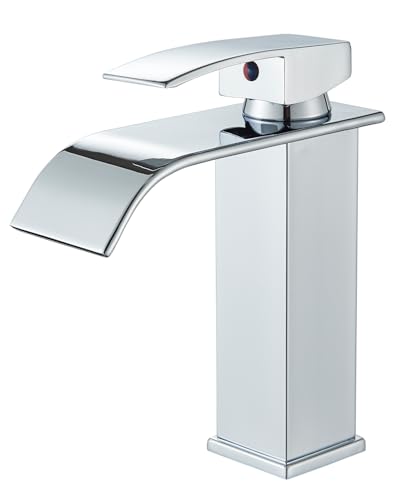 JUNSNEHNG Mitigeur pour salle de bain, mitigeur monocommande en cascade pour eau chaude et froide, mitigeur pour lavabo galvanisé