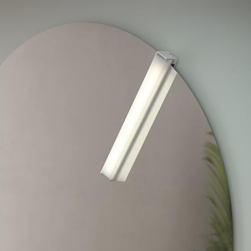 Lampada LED Da 26 Cm In ABS Cromato Compatibile Con Specchi Bagno A Filo Lucido, Luce Naturale 4000K, Potenza 5 W, IP44, Installazione Regolabile