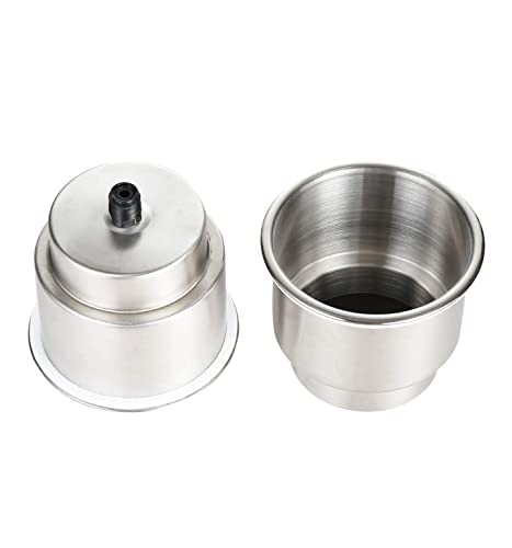 Marine 4 Height Boat Cup Holder Stainless Steel Recessed Drink Holders RV Inset Pontoon Cup Holder with Drain for Ships Sofa Car Table Recliner Camper (2pcs)