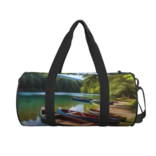 Lake with Boats Canoes Park printed Travel Bag Casual luggage bag2
