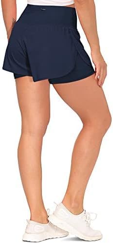 Women’s 2 in 1 Running Shorts Summer Gym Workout Athletic Gym Yoga Shorts Liner Jogging Pants Sports Quick Dry Training Joggers with Pockets - Image 6